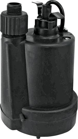 Superior Pump 91250 Submersible Utility Pump, 3.8 A, 120 V, 0.25 hp, 1-1/4 in Outlet, 30 gpm, Thermoplastic Impeller