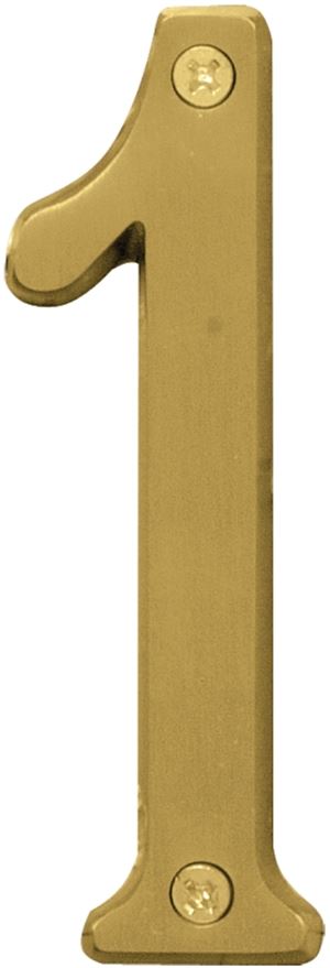 Hy-Ko Prestige Series BR-43BB/1 House Number, Character: 1, 4 in H Character, Brass Character, Brass, Pack of 3