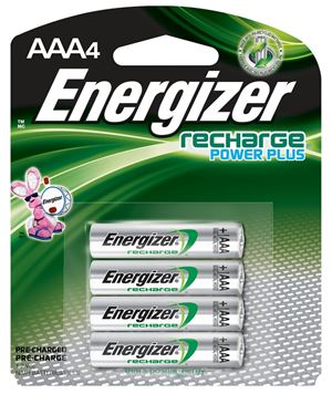 Energizer NH12BP-4 Battery, 1.2 V Battery, 850 mAh, AAA Battery, Nickel-Metal Hydride, Rechargeable