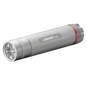 Coast TT7345SCP Tactical Flashlight, AAA Battery, Alkaline Battery, LED Lamp, 135 Lumens, Bulls-Eye Spot Beam, Silver