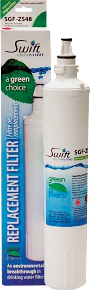 Swift Green Filters SGF-ZS48 Refrigerator Water Filter, 0.5 gpm, 0.5 um Filter, Coconut Shell Carbon Block Filter Media