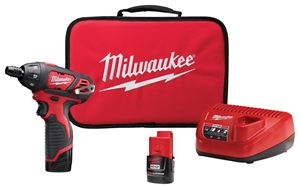 Milwaukee M12 2401-22 Screwdriver Kit, Battery Included, 12 V, 1.5 Ah, 1/4 in Chuck, Hex, Quick-Change Chuck