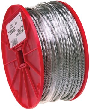 Campbell 7000927 Aircraft Cable, 5/16 in Dia, 200 ft L, 1960 lb Working Load, Galvanized Steel