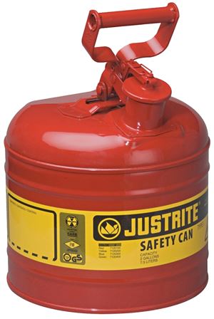 Justrite 7120100 Safety Can, 2 gal, Steel, Red