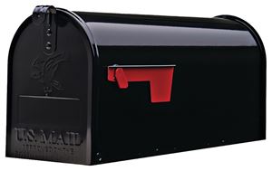 Gibraltar Mailboxes Elite Series E1100B00 Mailbox, 800 cu-in Capacity, Galvanized Steel, Powder-Coated, 6.9 in W, Black