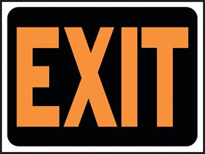 Hy-Ko Hy-Glo Series 3003 Identification Sign, Exit, Fluorescent Orange Legend, Plastic, 12 in W x 8-1/2 in H Dimensions, Pack of 10