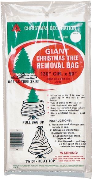 Holidaytrims 7522 Tree Removal Bag, 144 Cir x 90 in, 7 Tree ft Capacity, Poly Bag, White, .75 mm Thick, Pack of 36