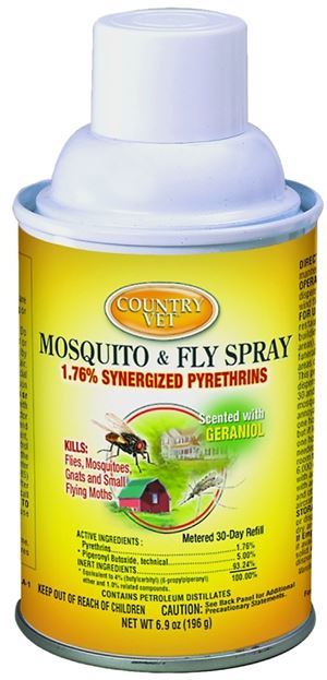 Country Vet 342033CVA Mosquito and Fly Spray, Liquid, Clear, Characteristic, 6.9 oz, Aerosol Can