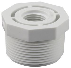 Genova 300 Series 34355 Reducing Bushing, 1-1/2 x 1/2 in, MIP x FIP, White, SCH 40 Schedule