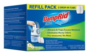 DampRid FG97FSSB Drop-In Tab Moisture Absorber Refill, 15.8 oz Tablet, Solid, Fresh