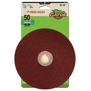 Gator 3082 Fiber Disc, 7 in Dia, 50 Grit, Coarse, Aluminum Oxide Abrasive, Fiber Backing