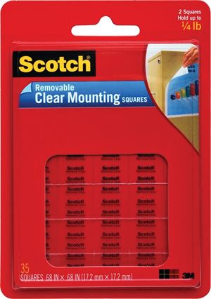 Scotch 859 Mounting Square, 450 g, Polyester, Clear, Pack of 6