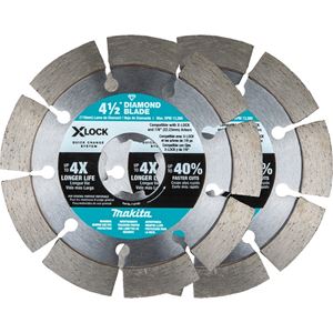 Makita X-LOCK E-07200 Blade, Diamond Blade, 4-1/2 in Dia, 7/8 in Arbor, Segmented Rim, 2/PK