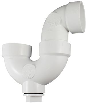 Canplas 193201AS P-Trap, 1-1/2 in, Hub, PVC, White, SCH 40 Schedule