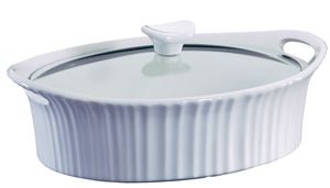 Corningware 1105935 Casserole Dish with Lid, 2.5 qt Capacity, Stoneware, French White, Dishwasher Safe: Yes, Pack of 2