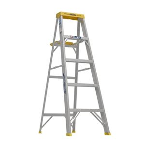 WERNER 365 Step Ladder, 5 ft , 4-Step, 250 lb, Type I Duty Rating, 3 in D Step, Aluminum, Blue