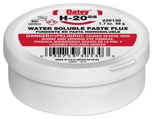 Oatey H-20 Series 30130 Water Soluble Flux, 1.7 oz, Paste, Light Yellow