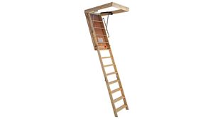 Marwin Superior Series SP101FT Folding Attic Stairway, 10 ft 1 in H Ceiling, 300 lb Duty Rating, Plywood/Steel