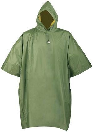 Diamondback 2690 Poncho, One-Size, PVC, Olive/Yellow, Drawstring Collar, Side Snap Closure