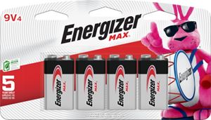 Energizer 522BP-4H Battery, 9 V Battery, 625 mAh, Alkaline, Manganese Dioxide, Zinc