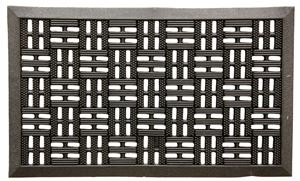 Fanmats 58780 Boot/Shoe Scraper Mat, 30 in L, 18 in W, Bacova Trellis Pattern, Rubber Surface, Black