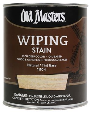 Old Masters 11104 Wiping Stain, Natural Tint Base, Liquid, 1 qt, Can