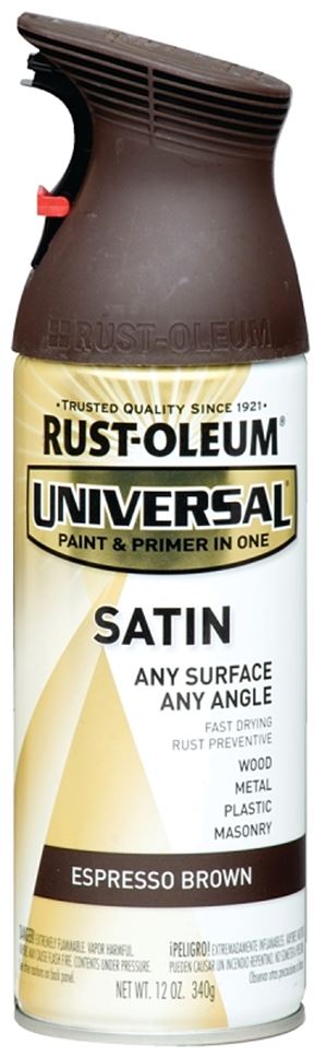 Rust-Oleum 247570 Enamel Spray Paint, Satin, Espresso Brown, 12 oz, Can