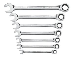 GearWrench 9317 Wrench Set, 7-Piece, Steel, Polished Chrome, Specifications: SAE Measurement