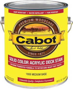 Cabot 140.0001808.007 Solid Stain, Low Luster, Medium Base, Liquid, 1 gal, Pack of 4