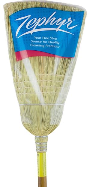 Zephyr 33036 Warehouse Broom, #34 Sweep Face, Natural Fiber Bristle, Amber