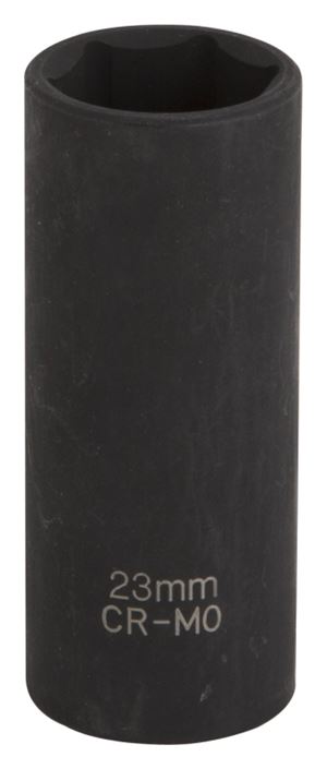 Vulcan MT6580221 Deep Impact Socket, 23 mm Socket, 1/2 in Drive, Deep Drive, 6-Point, Chrome Molybdenum Steel