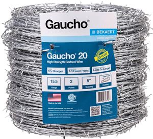 Gaucho 118290 Barbed Wire, 1320 ft L, 15-1/2 Gauge, Flat Barb, 5 in Points Spacing