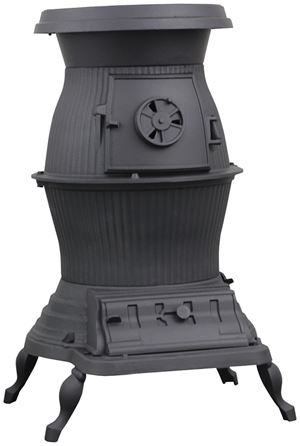 US Stove Railroad Series 1869/PB65XL Potbelly Stove, 29 in W, 22-1/4 in D, 32-1/2 in H, 75,000 Btu Heating, Cast Iron