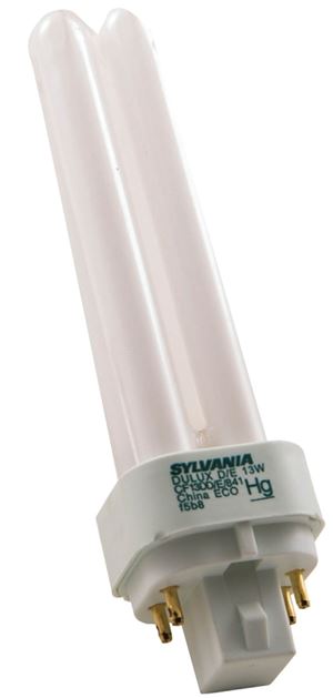 Sylvania 20667 Compact Fluorescent Bulb, 13 W, T4 Lamp, G24Q-1 Lamp Base, 900 Lumens, 4100 K Color Temp