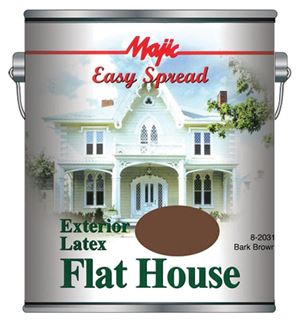 Majic Paints 8-2031-1 Exterior House Paint, Flat, Dark Brown, 1 gal Pail, Pack of 4