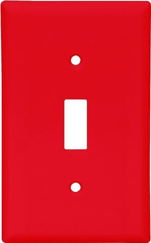 Eaton Wiring Devices 5134RD-BOX Wallplate, 4-1/2 in L, 2-3/4 in W, 1 -Gang, Nylon, Red, High-Gloss, Pack of 15