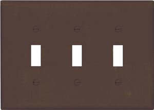 Eaton Wiring Devices PJ3B Wallplate, 4-7/8 in L, 6.37 in W, 3 -Gang, Polycarbonate, Brown, High-Gloss, Pack of 15