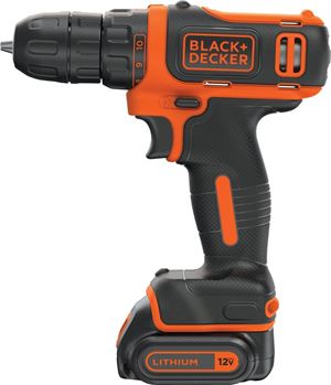 Black+Decker BDCDD12C/LDX112C Drill/Driver, Battery Included, 12 V, 3/8 in Chuck, Keyless Chuck