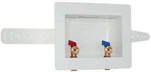 Eastman 60248 Washing Machine Outlet Box, 1/2, 3/4 in Connection, Brass, White