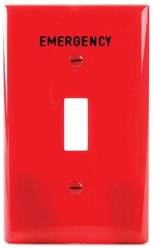 Eaton Wiring Devices PJ1EMRD Wallplate, 3.14 in L, 4.89 in W, 1 -Gang, Polycarbonate, Red, High-Gloss