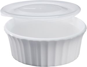 Corningware 1114931 Casserole Dish with Lid, 16 oz Capacity, Ceramic, French White, Dishwasher Safe: Yes