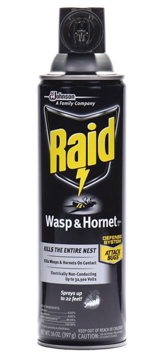 Raid 01353 Wasp and Hornet Killer, Gas, Spray Application, 14 oz, Aerosol Can