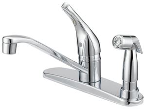 Boston Harbor FS610045CP Kitchen Faucet, 1.8 gpm, 1-Faucet Handle, 4-Faucet Hole, Metal/Plastic, Chrome Plated