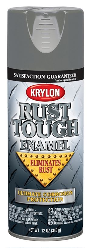 Krylon Rust Tough K09206007 Rust Preventative Spray Paint, Gloss, Battleship Gray, 12 oz, Can