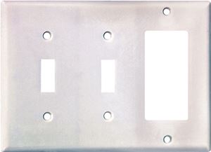 Eaton Wiring Devices 2173W-BOX Combination Wallplate, 4-1/2 in L, 6-3/8 in W, 3 -Gang, Thermoset, White