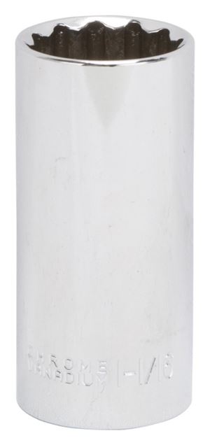 Vulcan MT6528954 Drive Socket, 1-1/16 in Socket, 1/2 in Drive, 12-Point, Chrome Vanadium Steel, Chrome