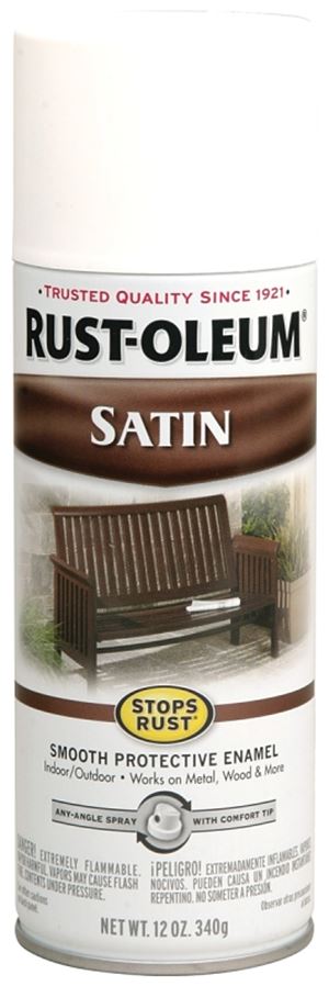 Rust-Oleum 7791830 Rust Preventative Spray Paint, Low Satin, White, 12 oz, Can