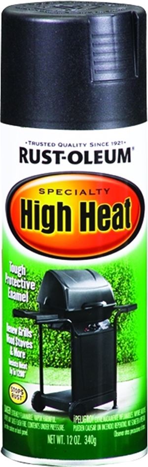 Rust-Oleum 7778830 High Heat Spray Paint, Flat, Barbecue Black, 12 oz, Can, Oil