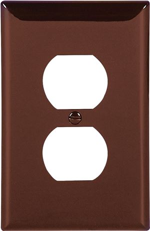 Eaton Wiring Devices 5132B-BOX Receptacle Wallplate, 4-1/2 in L, 2-3/4 in W, 1 -Gang, Nylon, Brown, High-Gloss, Pack of 15