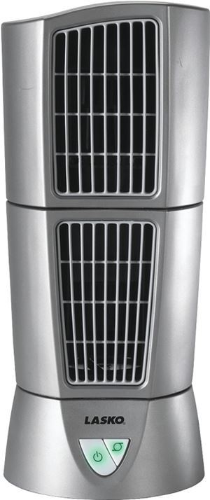 Lasko Wind Tower 4910 Desktop Tower Fan, 120 V, 3-Speed, 114 cfm Air, Platinum